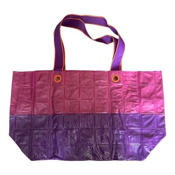 Little Miss Matched Pink Purple Hello Summer Inflatable Beach Tote Bag 21W"x12H" - Picture 3 of 4